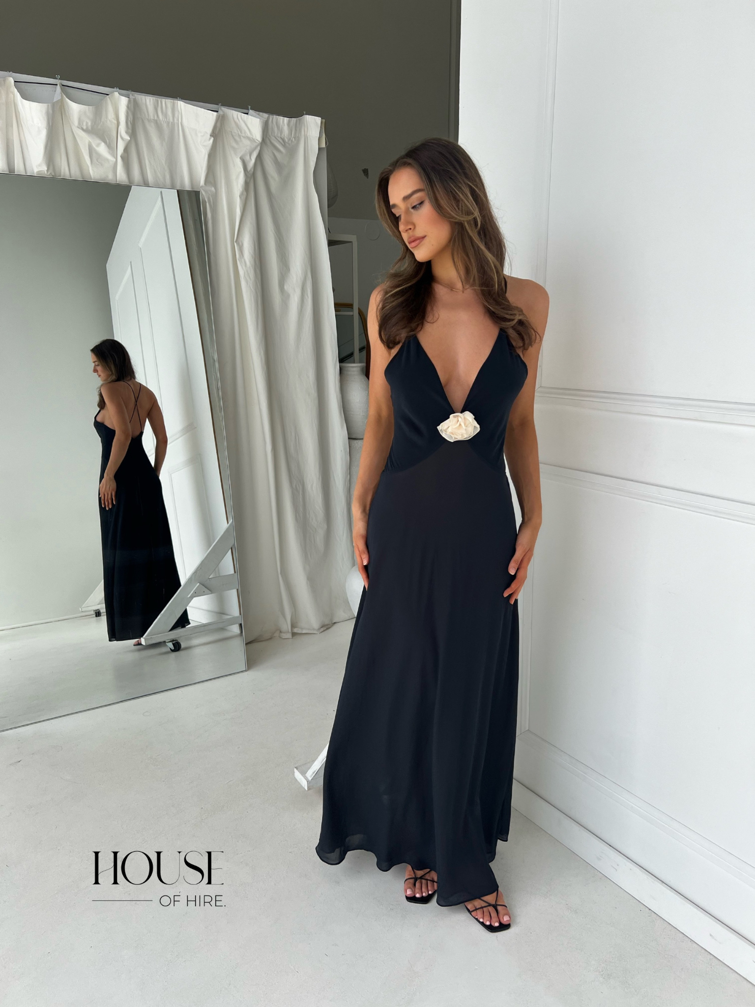 Helsa Deep V Slip Dress House of Hire Helsa Deep V Slip Dress House of Hire