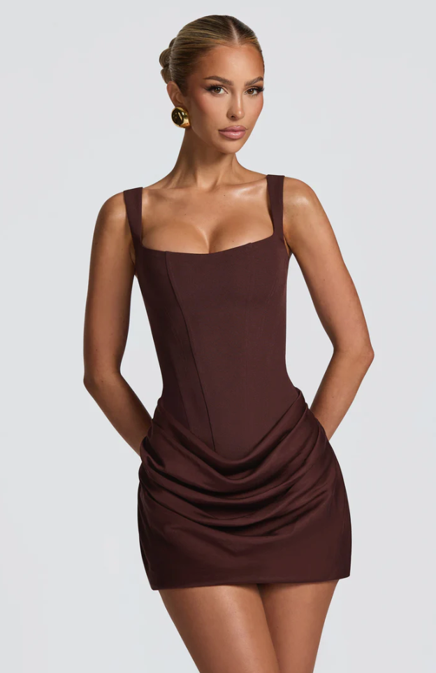 Babyboo Fashion Cornelia Mini Dress Plum Brown House of Hire Babyboo Fashion Cornelia Mini Dress Plum Brown House of Hire