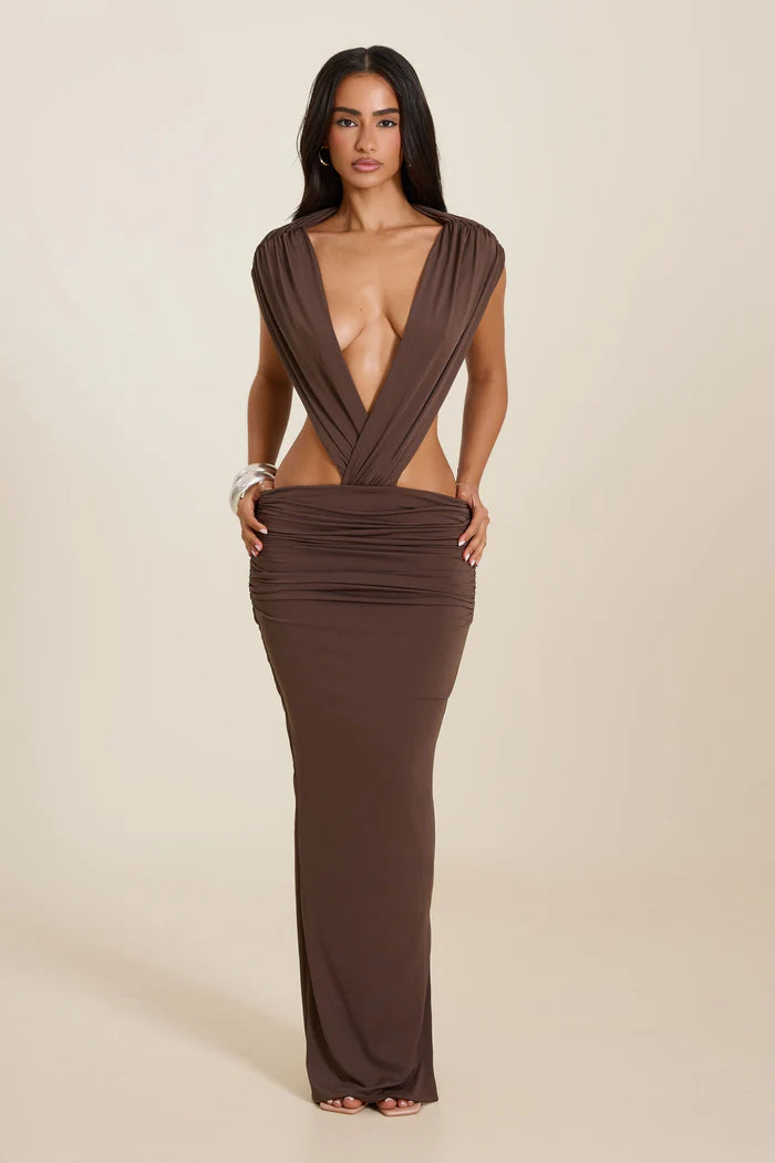 Mars the Label The Tori Ruched Dress Brown