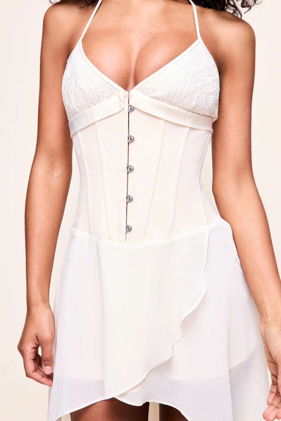 danielle guizio corset dress kiss me goodnight satin corset dress back in stock now + guizio trench coming soon