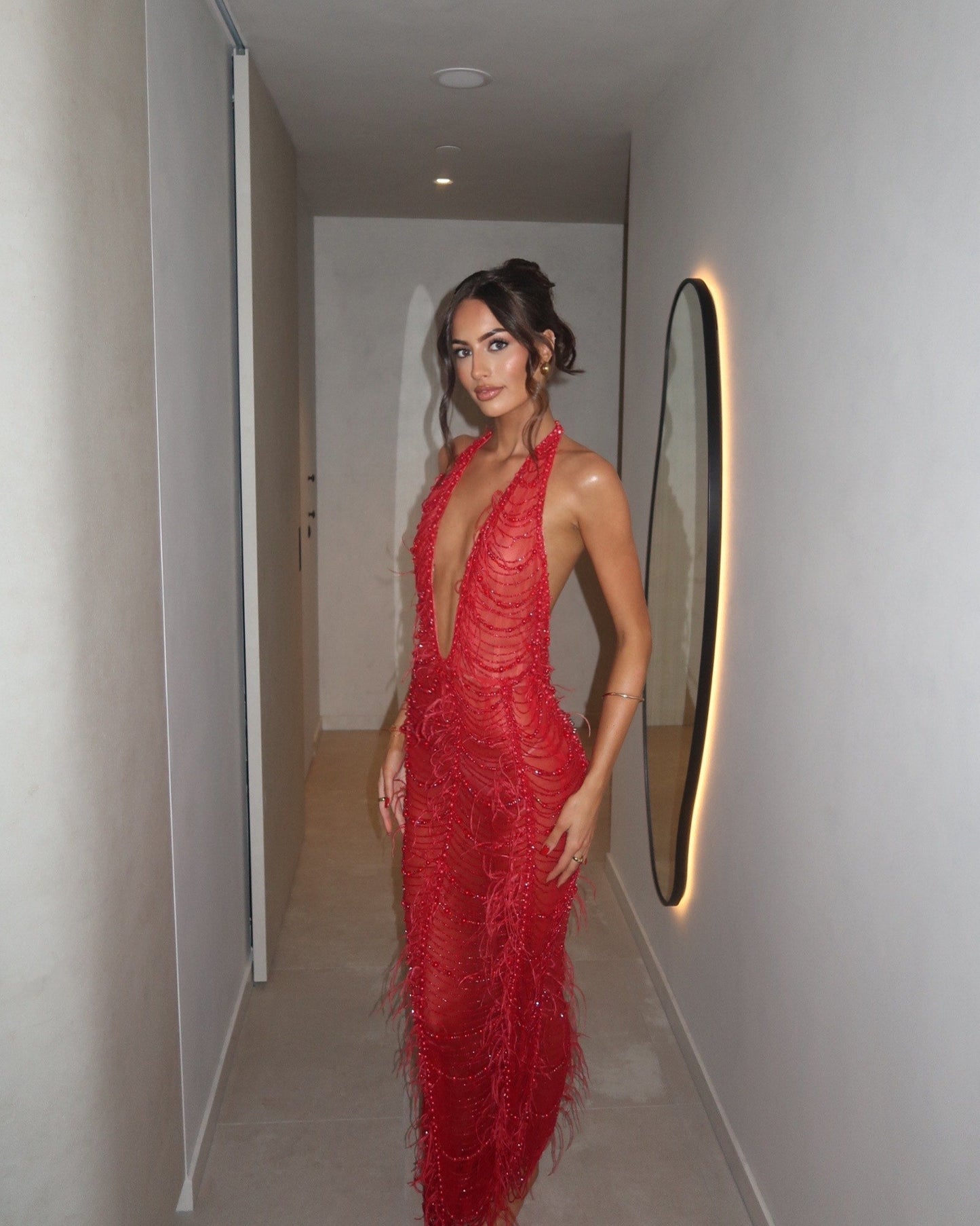 albina dyla red dress HALF HIGH NECK 3XL 104 cm / 40.1 Albina Dyla Wedding Dress -