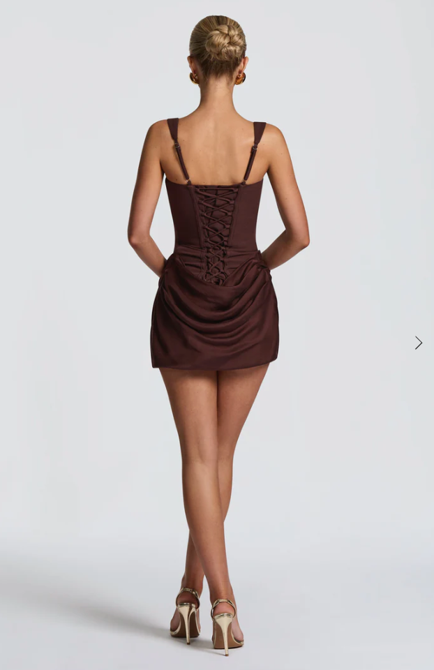 Babyboo Fashion Cornelia Mini Dress Plum Brown – House of Hire