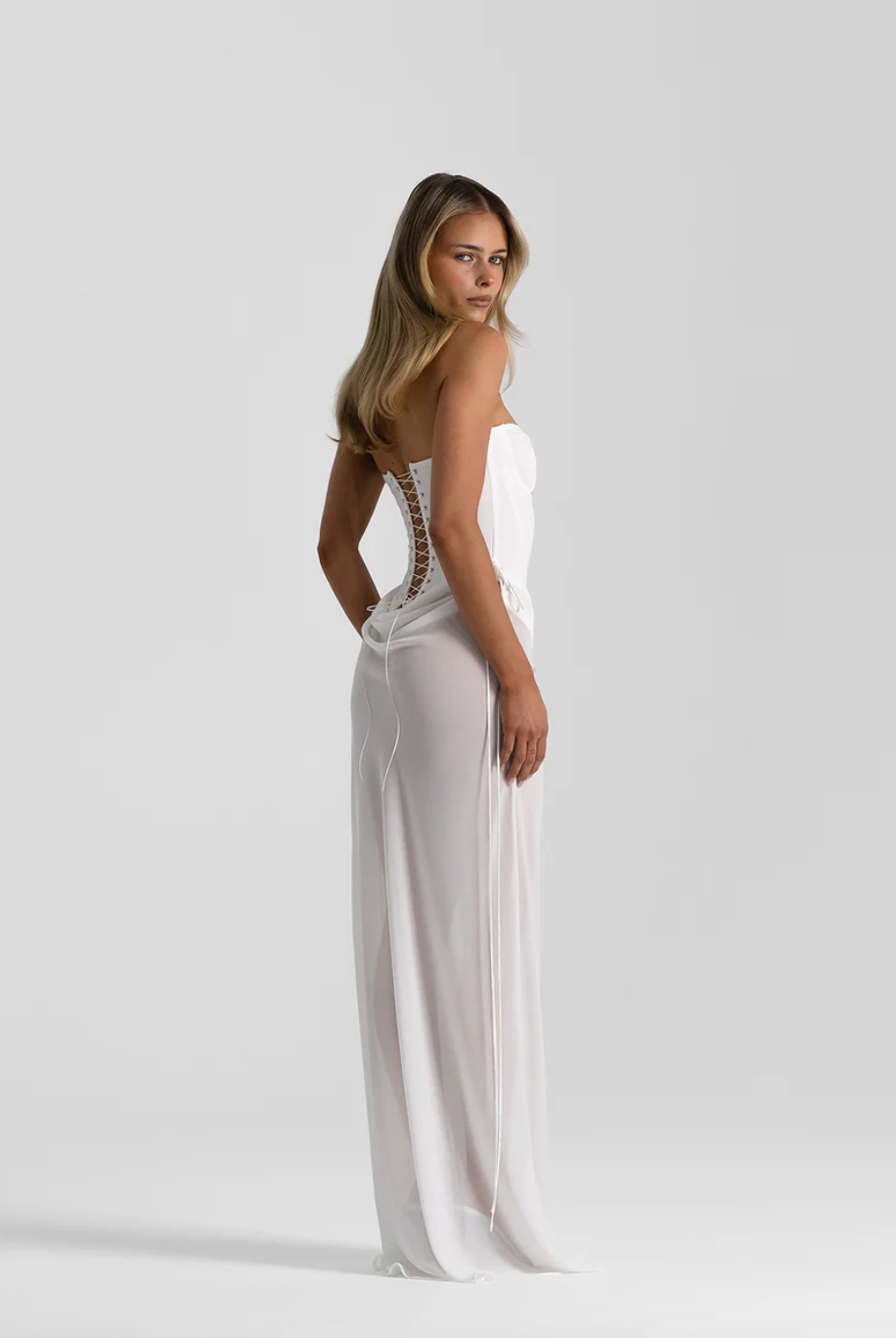 Natalie Rolt Verity Bustier & Allira Maxi Skirt Set White