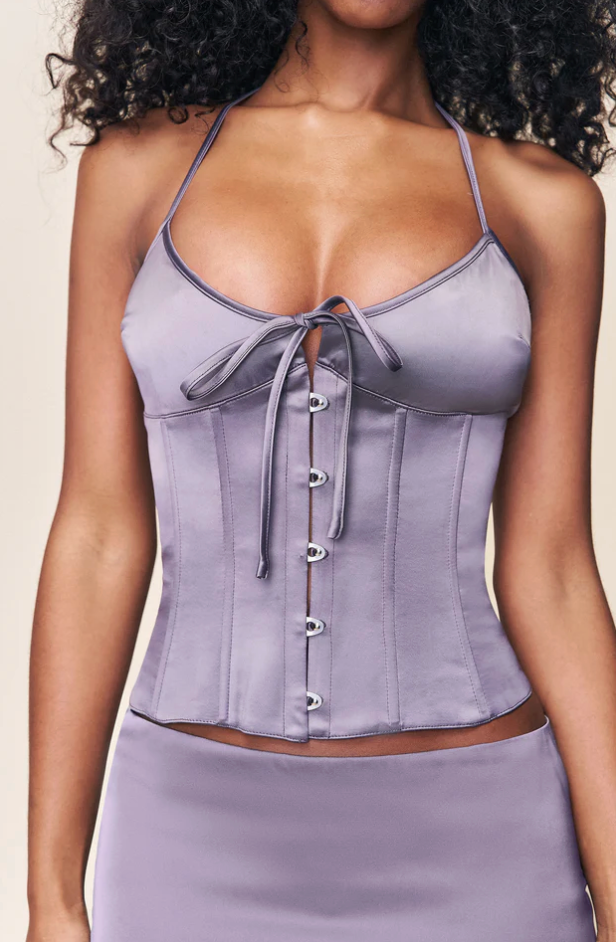 Danielle Guizio Marini Corset & Satin Mini Skirt Gunmetal